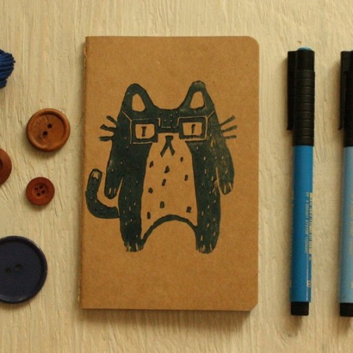 Nerdy Cat Printed Moleskine Notebook 